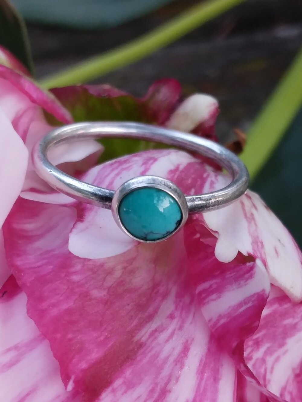 Antique Turquoise Sterling Silver Ring Size 6